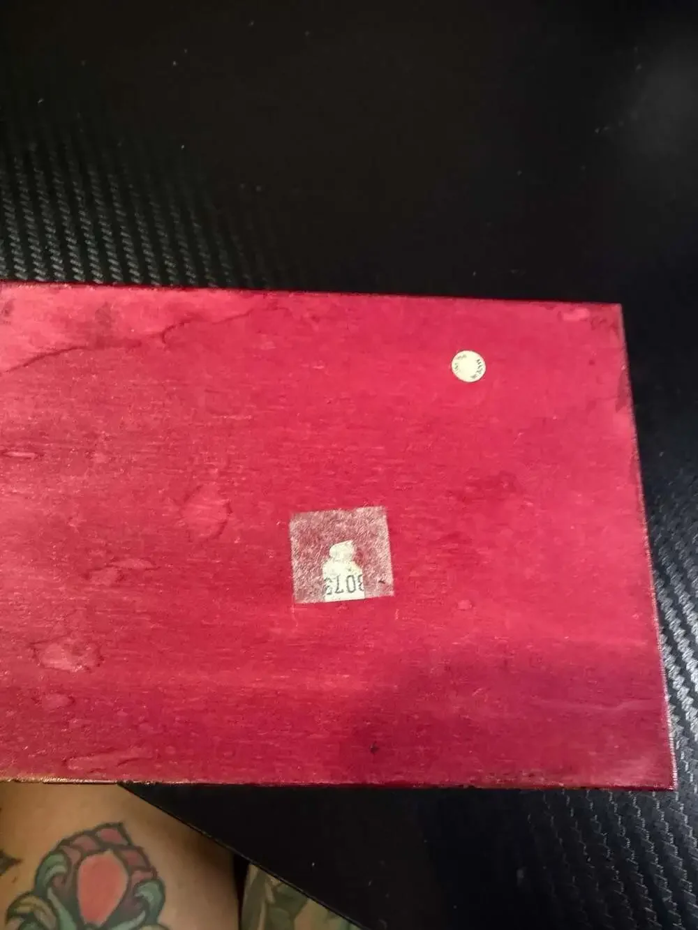 Vintage Hand Carved Wooden Trinket Box Red and Gold Folk Art Keepsake